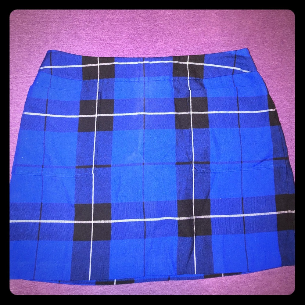 Blue plaid skirt
